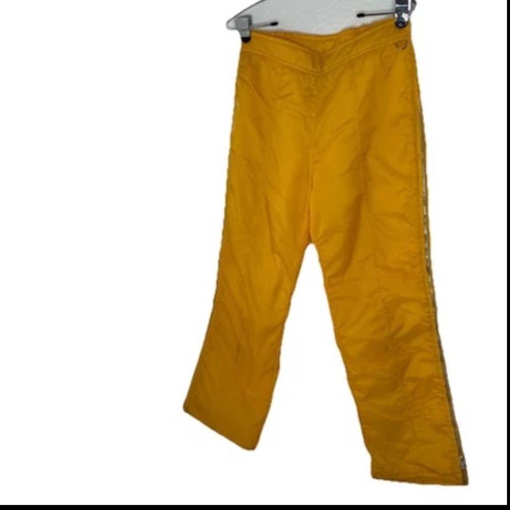 Vintage Ossi Skiwear Snow Ski Pants Yellow Mens Medium Side Zipper